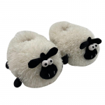 Kohev valge lambanahast pl&auml;tud naistele m&auml;lupadja ja koheva kontsata kingaga suletud varbaga kodujalatsid naisele l&otilde;bus looma kujuline siseruumide p&otilde;randasuss CN 36-37