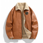 Meeste vabaaja jope Paks meeste integreeritud karusnaha ja nahaga &uuml;hendatud rev&auml;&auml;r paksu sametiga, mitmek&uuml;lgne talvine vabaaja mootorrattastiilis nahkjakk XXXXXL kollane