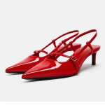 Moodsad laknahist naiste sandaalid Seksikad terava ninaga Tagarihmaga Pandlaga Suvised Slingback Jalan&otilde;ud Suur Suurus K&otilde;rge Konts Punased Pulmasandaalid 37 punane