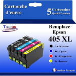 Cartouches compatibles - T3AZUR - Epson 405/405XL - 5 pi&egrave;ces - Encre haute qualit&eacute; - 1100 pages par cartouche