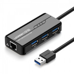 HUB V&otilde;rgukaart USBA RJ45 1000 Mbps 3x USB 30 Must