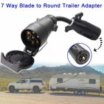7Way Blade to 7-Pin Round Trailer Adapter Plug Socket Wiring Connector RV Cars
