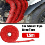 Red 1.5m Fiberglass Car Exhaust Pipe Wrap ulation Heat-wound Tape Accessory
