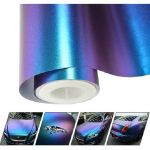Chameleon Vinyl Wrap Matte Metallic Vehicle Film Purple to Blue Stretchable Air