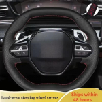 Car Steering Wheel Cover Leather For Peugeot e-208 508 208 3008 4008 5008 Steering Wheel Braid Car Accessory Red Blue Thread