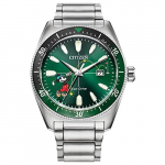 Citizen Eco-Drive Meeste Disney Hiirekuningas Tee Time Roostevabast Terasest Kell Rohelise Kettaga 3 Osuti Kuup&auml;evaga Helendav 43mm (Mudel AW1595-78W)