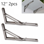 2pcs 12'' Table Bracket Stainless Steel Wall Mounted Folding Table Shelf Support Bracket for home marine boat yacht accessories 2pcs 12 inch