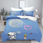 Snoopy 3-osaline 1 tekikate komplekt 3D Laste Kodu Dekoor Voodipesu komplekt Puuvillased katteid 100% pol&uuml;ester EU Single(135*200cm)3pcs white