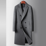 Meeste mantel S&uuml;gis ja talv Pikk kahekordse n&ouml;&ouml;pidega villane trenchcoat Noored saavad eemaldada udusule voodri Kahepoolne villane mantel 170 hall v&auml;rv