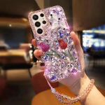 Luksuslikud Trendikad DIY Roosi Teemant&uuml;mbrised Samsung Galaxy S26 Ultra 25 Edge 24 FE 23 Plus S22 S21 S20 A57/56/55 A37/36/35 jaoks L&auml;bipaistev&uuml;mbris Teemant Coque S26 Ultra roosa
