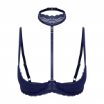 Naiste Seksikaspitsist Balconette Rinnahoidja 1/4 Tass Push-Up Traadiga Rinnahoidja Eemaldatavad Padjad Choker Kaasas S