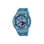 CASIO Unisex Vedelkristall/Analoog Kahekordse N&auml;idikuga Seeria Valge Kell GA-2100MNG Blue Regular Watch Box gray