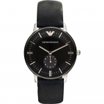 Emporio Armani Gianni Suur Must Nahast Meeste Kvarts AR0382 Kell must