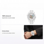 Swatch Scubaqua Seeria Kvartsliikumisega 100 Meetrit Veekindel Kell 44 Mm Valge sihverplaadi Keraamiline Biop&otilde;hine Materjalist korpus Silikoonrihm SSCU09K100 White Dial
