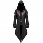 S-5XL meeste uus mood Devil Fashion meeste gooti stiilis kapuutsiga jope mantel punane must Diesel Punk Assassin Creed Cosplay kost&uuml;&uuml;m Kardiganid meeste mantel S must