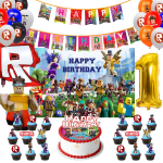 ROBLOX S&uuml;nnip&auml;eva Kaunistus T&otilde;mmatav Lipukeste B&auml;nner &Otilde;hupall Koogitopp Kollektsioon Peotarbed T&uuml;drukud Lapsed Poisid Kingitus Beebi Shower