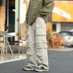 Meeste cargo-p&uuml;ksid, mitme taskuga t&ouml;&ouml;riistap&uuml;ksid, harajuku, vintage-stiilis lahtised laiad p&uuml;ksid, t&auml;navariietus, vabaaja hip-hop moppimisp&uuml;ksid M aprikoosi