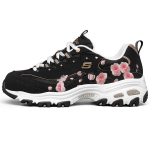 Skechers DLites 1.0 Kangas Nahk Spordikadjad Madalad Vabaaja Elustiilikingad Naiste toss Must 149239-BKPK 35