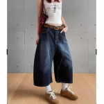 L&otilde;dvad teksap&uuml;ksid naistele Y2k Vintage Laiad Jortsid Pestud K&otilde;rge V&ouml;&ouml;koht Streetwear Vabaaja Mood L&otilde;dvad P&uuml;ksid M