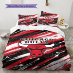 Chicago Bulls Mustriga Voodipesukomplekt Tekikate Padjap&uuml;&uuml;r Kodu Dekoor Kingitus (1 * tekikott + 2 * padjap&uuml;&uuml;ri, ilma s&uuml;damikuta) 135x200cm