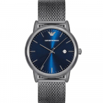 Emporio Armani AR11053 P&uuml;ssirohu sinise sihverplaadiga meeste k&auml;ekell 43mm hall