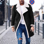 Meeste villane jope soe talvine Trench Long Outwear Button Nutikas mantlid M must