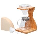 HARIO V60 Oliivipuidust Aluse Komplekt VSS-1206-OV, 1-4 Tassi, Klaasist Tilguti & Server, Puidust Alus, Valmistatud Jaapanis, Suurep&auml;rane Kingitus