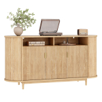 K&uuml;ljekapp 3 uksega Puidust v&auml;limus Buffee Elutoakapp Panipaigukapp MDF PB Vertikaalse joone struktuuri ja m&auml;nnipuidust jalgadega 140 x 40 x 78 cm