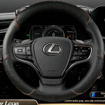 Nahast autojuhtimiskangi kate Lexus UX250h ES350 IX 600 CT200h ES IS RX NX 300h 400H IX570 RX400h IS460 IS400 RX450h jaoks brown round