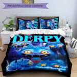 3 tk Kpopi deemonik&uuml;tid Derpy mustriga voodipesukomplekt tekikoti komplekt sisaldab tekikotti ja padjap&uuml;&uuml;re, t&auml;iuslik aastaringselt magamistoa kaunistus ja kingitus 140cmx200cm