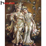 HUACAN DIY Teemantmaal Ristpistes Hinduistide Rhinestones Kristallidest N&auml;put&ouml;&ouml; Tikand Kodukaunistus 30*40 cm full round