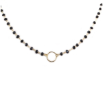 7bis [Q6195] - k&auml;sitsi valmistatud mustast kullast kaelakee  Boho  - 9 mm must