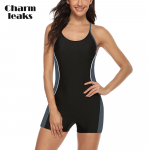 Naiste &uuml;hes t&uuml;kis sportlikud ujumisriided Boyleg Pro ujumistrikoo Beach Wear Colorblock Racerback ujumisriided L must