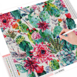 Teemantmaaling Lilled Tikand Kaktus Mosaiik K&auml;sitsi valmistatud kodukaunistus 30x30CM