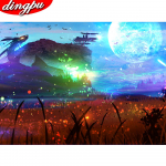 5D teemantmaal T&auml;is&uuml;mmargune juga isetehtud teemanttikandid maastik Ristpistes teemantkunst 20X30CM