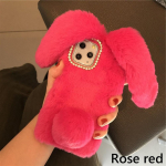 Diamond Bunny Rabbit Fur Fluffy telefoni&uuml;mbris iPhone'ile 16 15 14 13 12 11 Pro Max Plus XS Max Samsung S25 S24 S23 S22 S21 Ultra Plus FE A55 A13 A53 A54 iPhone SE 2020