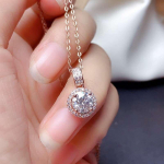 Bella Box Classic simuleeritud tsirkoonist &uuml;mmarguse ripatsiga kaelakee kihlumise aastap&auml;eva kingitus naistele roosa kuldne v&auml;rv