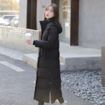 Naiste X-pikk talve sulejope eemaldatava kapuutsiga k&uuml;ljelt poolitatud tuulekindlad soojad &uuml;lisuured puuvillase polsterdatud pargid M must