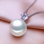 SENIKO 10-11 mm mageveep&auml;rlitega kaelakee CZ kuubiktsirkooniumoksiidmoodkaelakeed naistele valge