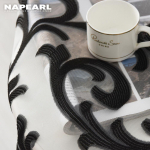 1 TK NAPEARL Jacquard l&auml;bipaistev aknakardin Elutoa žakaart&uuml;lli kardin kodukaunistuseks W300cm x L250cm must