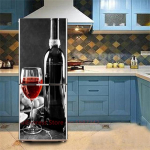 Luksuslikud k&uuml;lmiku kleebised ukse kate Isekleepuv vin&uuml;&uuml;l k&uuml;lmkapi kleebis must lilleline tapeet s&uuml;gavk&uuml;lmiku dekoratiivne kileplakat 60x180cm(1pcs)