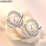 ANENJERY Fashion Micro Tsircon Shell Pearl Twist k&otilde;rvar&otilde;ngad naistele Head s&otilde;brad Kingitus brincos peened ehted