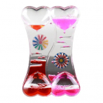youxwang Double Heart Liquid Motion Bubble Drip Oil Hourglass Timer Clock Kids Toy Gift