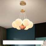 Moon Chandelier Moon minimalistlik elutoa p&otilde;hilamp kreemjas stiilis loominguline 3D laste magamistuba mullipalli maagiline oalamp 7 headlights mitmev&auml;rviline