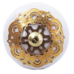 Les Tr&eacute;sors De Lily [A3116] - Kuldvalge Boho keraamiline m&ouml;&ouml;blinupp - 60x40 mm kuld