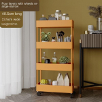 2/3/4 kihiga kitsa vahega hoiurest K&ouml;&ouml;k Vannitoa riiulid Korraldaja Mobiilne &otilde;huke hoiuk&auml;ru koos rattak&auml;ruga S&auml;&auml;stke ruumi 4 layers 40.5*13.5*87cm oranž