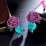 CMM Korea moek&otilde;rvar&otilde;ngad helesinised kuupmeetrist tsirkooniumoksiidist musta v&auml;rvi lilledega ehted naistele mitmev&auml;rviline