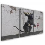 Kolmeosalise pildiga l&otilde;uenditr&uuml;kk Banksy t&auml;navakunsti rott 60x40 hall v&auml;rv
