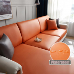 Pu veekindel nahast diivani istmekate elutoa jaoks, veniv kate, m&ouml;&ouml;bli kaitse 15 &uuml;hev&auml;rvilist diivani diivanikatet L-shaped-1pc oranž