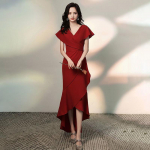 WTEMPO naiste kleit Seksikas k&otilde;rge kahvliga madala l&otilde;ikega kalasaba kleit puusa v&ouml;&ouml;kohaga k&otilde;hn kleidirihmadega &otilde;&otilde;nsa peokleit S punane